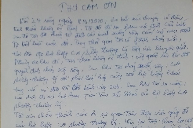 Công an phường Thượng Lý (quận Hồng Bàng): Nhận thư cảm ơn sau khi giải cứu thanh niên nhảy cầu tự vẫn